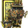 Набор самовар электрический 3 литра с художественной росписью "Кудрина на черном фоне", арт. 110598