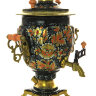 Набор самовар электрический 3 литра с художественной росписью "Кудрина на черном фоне", арт. 110598