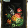 Поднос с росписью "Цветы на черном" 46*36 см, арт. 4160