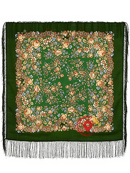 Шерстяной Павлопосадский платок "Мария", 89x89 см, арт. 737-9