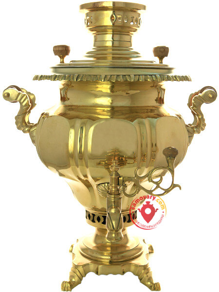 Угольный самовар 7 литров желтый ваза граненая фабрика Слюзберга, арт. 433742
