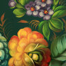 Поднос с художественной росписью "Летние цветы на зеленом фоне", малый овальный глубокий, арт. 8161