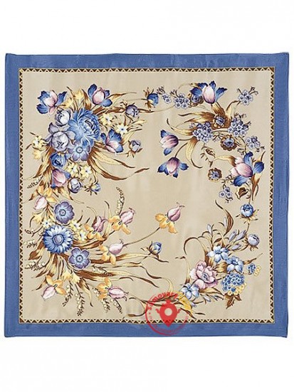 Павлопосадский шелковый платок (атлас) «Мерцание», 89×89 см, арт. 605-2