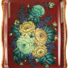 Поднос с художественной росписью "Цветы на бордовом", прямоугольный, арт. 8154