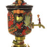 Набор самовар электрический 3 литра с росписью "Хохлома на красном фоне мелкая" с чайным сервизом и подносом, арт. 110590с