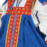 Русский народный костюм "Дуняша" детский хлопковый синий сарафан и блузка 7-12 лет