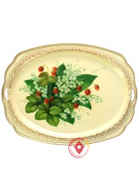 Поднос &quot;Ландыши и земляника&quot;, овал с фигурным краем, арт. 8172