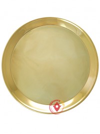 Латунный круглый гладкий поднос для самовара, Тула