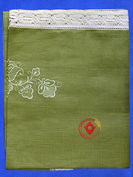 Скатерть квадратная зеленая со белым кружевом арт. 1с-967, 150х150