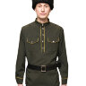 Гимнастерка из габардина, оливковая с желтым кантом