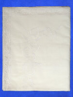 Скатерть «Березка» светло-бежевая прямоугольная со светлым кружевом и кружевной вышивкой арт. 11ст-326, 180х150