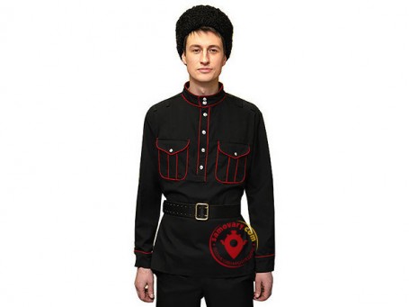 Гимнастерка из полушерсти, черная с красным кантом