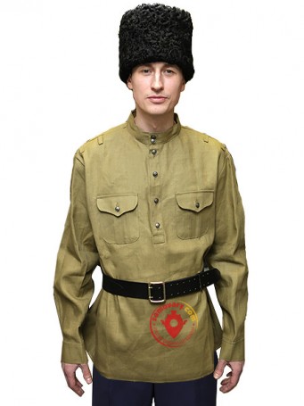 Хлопковая гимнастерка цвета хаки