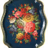 Поднос с росписью "Цветы на синем", фигурный арт.2144