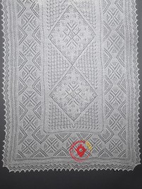 Оренбургский пуховый ажурный палантин экрю, арт. A 16070-02