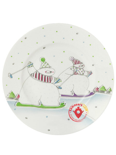 Тарелка декоративная форма Гладкая рисунок На лыжне Императорский фарфоровый завод