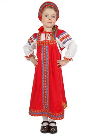 Русский народный костюм &quot;Дуняша&quot; для девочки хлопковый красный сарафан и блузка