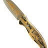 Нож складной с кнопкой гравюра Златоуст "Олени" в футляре