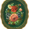 Поднос с росписью "Цветы на зеленом" 20*17 см, арт.  2031